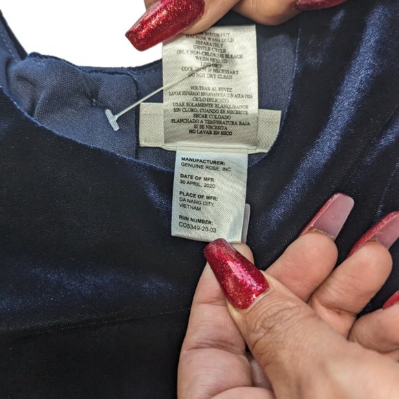 Joan Michele Blue Glitter StripeBow Special Occasion Dress Size 8 - Picture 3 of 7